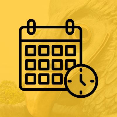 Booking a Test or Exam Black calendar icon on a yellow background