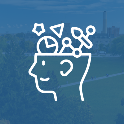 white training and resources icon on blue background