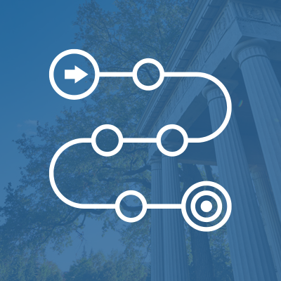 Start to finish pathway Icon on blue background