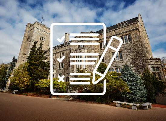 Document Icon overlayed on Johnson Hall