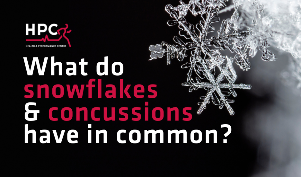 HPC Logo. What do snowflakes  & concussions have in common? Snowflakes on black background.