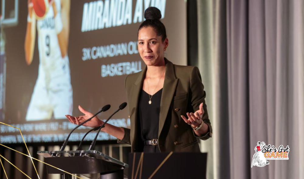  Miranda Ayim, a three-time Olympian give keynote address at the 2023 Guelph Gryphon She's Got Game Gala 
