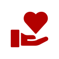 Icon of hand holding heart